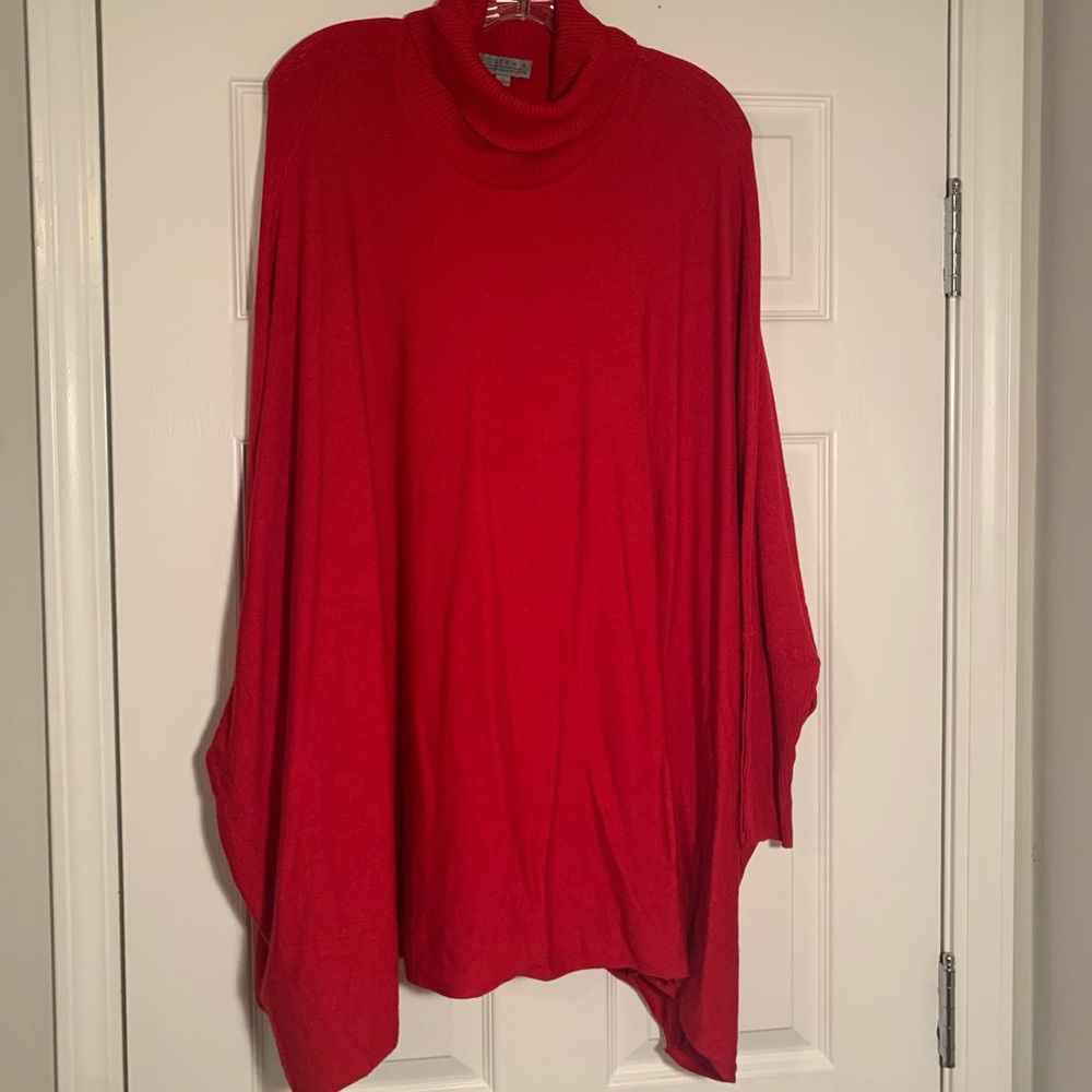Red Poncho Turtleneck Sweater ❤️